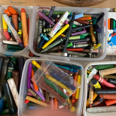 We have plenty of crayons, elt pens and other art materials at Creative Junk.